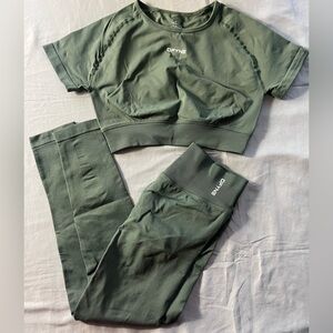 Dfyne Pistachio Impact Legging + Crop Top Set Small Activewear Outfit Women